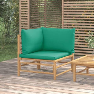 vidaXL, vidaXL Garten-Ecksofa mit Grünen Kissen Bambus