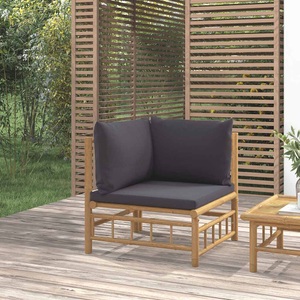 vidaXL, vidaXL Garten-Ecksofa mit Dunkelgrauen Kissen Bambus