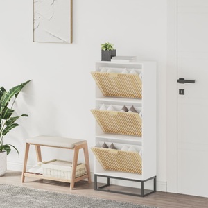 vidaXL, vidaXL Schuhschrank Weiß 52x25x120 cm Holzwerkstoff