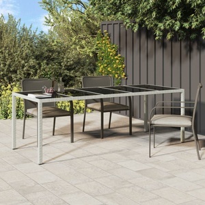 vidaXL, vidaXL Gartentisch Weiß 250x100x75 cm Poly Rattan und Hartglas, vidaXL Gartentisch Weiß 250x100x75 cm Poly Rattan und Hartglas