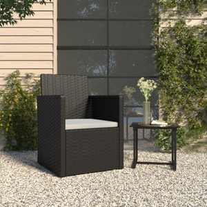 vidaXL, vidaXL Gartensessel mit Kissen Schwarz Poly Rattan, vidaXL Gartensessel mit Kissen Schwarz Poly Rattan