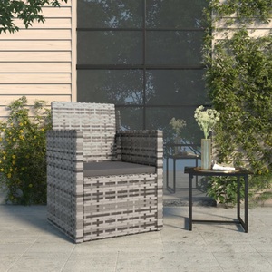 vidaXL, vidaXL Gartensessel mit Kissen Grau Poly Rattan, vidaXL Gartensessel mit Kissen Grau Poly Rattan
