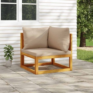 vidaXL, vidaXL Modular-Ecksofa mit Taupe Kissen Massivholz Akazie