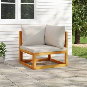 vidaXL, vidaXL Modular-Ecksofa mit Hellgrauen Kissen Massivholz Akazie