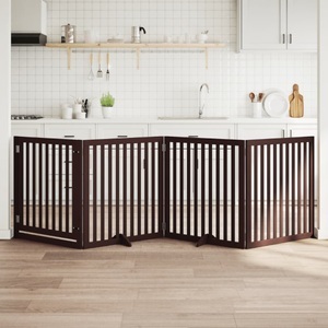 vidaXL, vidaXL 4-tlg. Hundetor mit Tür Faltbar Braun 320 cm Pappelholz, vidaXL 4-tlg. Hundetor mit Tür Faltbar Braun 320 cm Pappelholz
