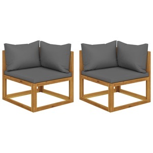 vidaXL, vidaXL Ecksofas 2 Stk. Modular mit Kissen Massivholz Akazie, vidaXL Ecksofas 2 Stk. Modular mit Kissen Massivholz Akazie