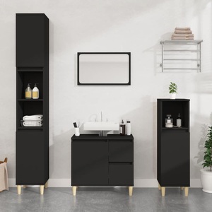 vidaXL, vidaXL Badschrank Schwarz 65x33x60 cm Holzwerkstoff, vidaXL Badschrank Schwarz 65x33x60 cm Holzwerkstoff
