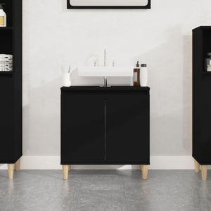 vidaXL, vidaXL Waschbeckenunterschrank Schwarz 58x33x60 cm Holzwerkstoff