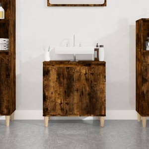 vidaXL, vidaXL Waschbeckenunterschrank Räuchereiche 58x33x60 cm Holzwerkstoff