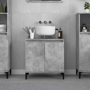 vidaXL, vidaXL Waschbeckenunterschrank Betongrau 58x33x60 cm Holzwerkstoff