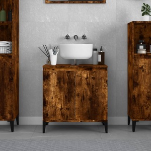 vidaXL, vidaXL Waschbeckenunterschrank Räuchereiche 58x33x60 cm Holzwerkstoff, vidaXL Waschbeckenunterschrank Räuchereiche 58x33x60 cm Holzwerkstoff