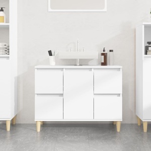vidaXL, vidaXL Waschbeckenunterschrank Weiß 80x33x60 cm Holzwerkstoff, vidaXL Waschbeckenunterschrank Weiß 80x33x60 cm Holzwerkstoff