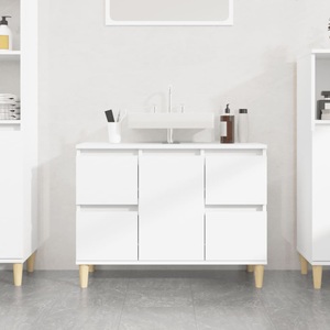 vidaXL, vidaXL Waschbeckenunterschrank Hochglanz-Weiß 80x33x60cm Holzwerkstoff