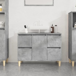 vidaXL, vidaXL Waschbeckenunterschrank Betongrau 80x33x60 cm Holzwerkstoff