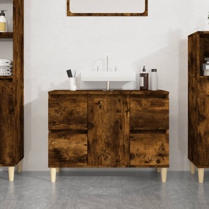 vidaXL, vidaXL Waschbeckenunterschrank Räuchereiche 80x33x60 cm Holzwerkstoff