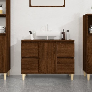vidaXL, vidaXL Waschbeckenunterschrank Braun Eichen-Optik 80x33x60 cm