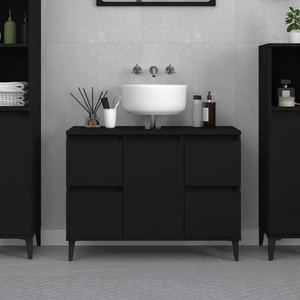vidaXL, vidaXL Waschbeckenunterschrank Schwarz 80x33x60 cm Holzwerkstoff