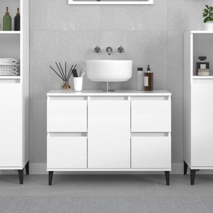 vidaXL, vidaXL Waschbeckenunterschrank Hochglanz-Weiß 80x33x60cm Holzwerkstoff