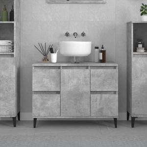 vidaXL, vidaXL Waschbeckenunterschrank Betongrau 80x33x60 cm Holzwerkstoff