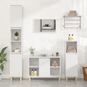 vidaXL, vidaXL Waschbeckenunterschrank Hochglanz-Weiß 80x33x60cm Holzwerkstoff, vidaXL Waschbeckenunterschrank Hochglanz-Weiß 80x33x60cm Holzwerkstoff