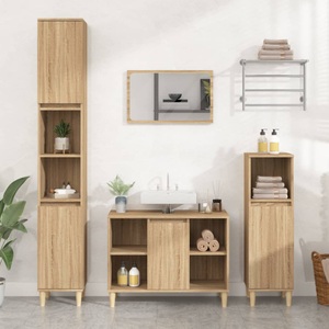 vidaXL, vidaXL Waschbeckenunterschrank Sonoma-Eiche 80x33x60 cm Holzwerkstoff