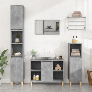 vidaXL, vidaXL Waschbeckenunterschrank Betongrau 80x33x60 cm Holzwerkstoff, vidaXL Waschbeckenunterschrank Betongrau 80x33x60 cm Holzwerkstoff