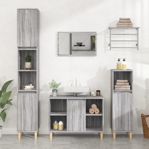 vidaXL, vidaXL Waschbeckenunterschrank Grau Sonoma 80x33x60 cm Holzwerkstoff