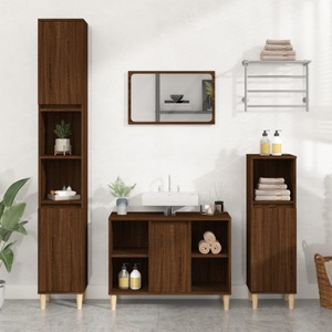 vidaXL, vidaXL Waschbeckenunterschrank Braun Eichen-Optik 80x33x60 cm
