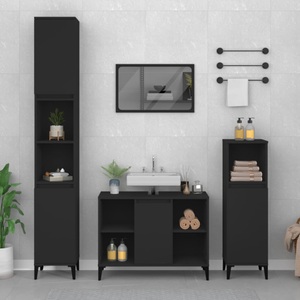 vidaXL, vidaXL Waschbeckenunterschrank Schwarz 80x33x60 cm Holzwerkstoff