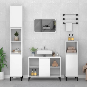 vidaXL, vidaXL Waschbeckenunterschrank Hochglanz-Weiß 80x33x60cm Holzwerkstoff