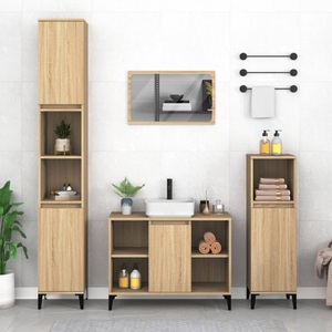 vidaXL, vidaXL Waschbeckenunterschrank Sonoma-Eiche 80x33x60 cm Holzwerkstoff