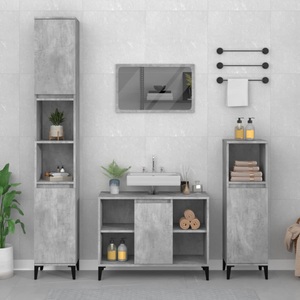 vidaXL, vidaXL Waschbeckenunterschrank Betongrau 80x33x60 cm Holzwerkstoff