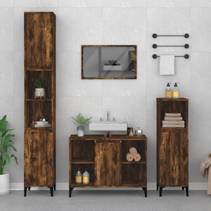 vidaXL, vidaXL Waschbeckenunterschrank Räuchereiche 80x33x60 cm Holzwerkstoff