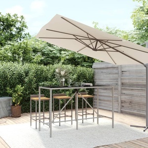 vidaXL, vidaXL Bartisch mit Glasplatte Grau 180x70x110 cm Poly Rattan, vidaXL Bartisch mit Glasplatte Grau 180x70x110 cm Poly Rattan
