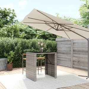 vidaXL, vidaXL Bartisch mit Glasplatte Grau 105x80x110 cm Poly Rattan, vidaXL Bartisch mit Glasplatte Grau 105x80x110 cm Poly Rattan