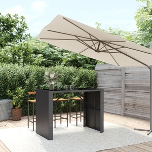 vidaXL, vidaXL Bartisch mit Glasplatte Schwarz 145x80x110 cm Poly Rattan, vidaXL Bartisch mit Glasplatte Schwarz 145x80x110 cm Poly Rattan