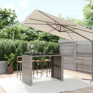 vidaXL, vidaXL Bartisch mit Glasplatte Grau 145x80x110 cm Poly Rattan, vidaXL Bartisch mit Glasplatte Grau 145x80x110 cm Poly Rattan