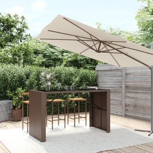 vidaXL, vidaXL Bartisch mit Glasplatte Braun 185x80x110 cm Poly Rattan, vidaXL Bartisch mit Glasplatte Braun 185x80x110 cm Poly Rattan