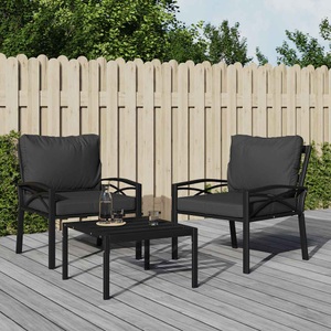 vidaXL, vidaXL Gartenstühle mit Grauen Kissen 2 Stk. 68x76x79 cm Stahl