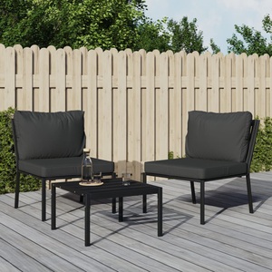 vidaXL, vidaXL Gartenstühle mit Grauen Kissen 2 Stk. 60x74x79 cm Stahl, vidaXL Gartenstühle mit Grauen Kissen 2 Stk. 60x74x79 cm Stahl