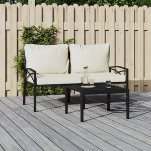vidaXL, vidaXL Gartenstühle mit Sandfarbigen Kissen 2 Stk. 62x75x79 cm Stahl
