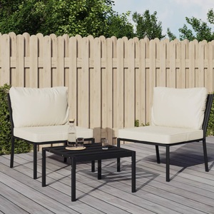 vidaXL, vidaXL Gartenstühle mit Sandfarbigen Kissen 2 Stk. 60x74x79 cm Stahl, vidaXL Gartenstühle mit Sandfarbigen Kissen 2 Stk. 60x74x79 cm Stahl