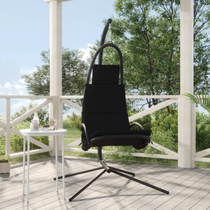 vidaXL, vidaXL Garten-Hängestuhl mit Kissen Schwarze Oxford-Gewebe und Stahl, vidaXL Garten-Hängestuhl mit Kissen Schwarze Oxford-Gewebe und Stahl