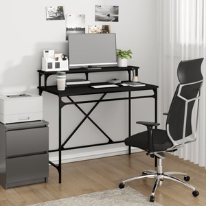 vidaXL, vidaXL Schreibtisch Schwarz 100x50x90 cm Holzwerkstoff und Eisen