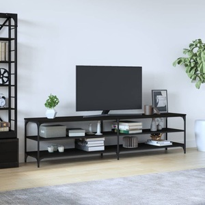 vidaXL, vidaXL TV-Schrank Schwarz 200x30x50 cm Holzwerkstoff und Metall, vidaXL TV-Schrank Schwarz 200x30x50 cm Holzwerkstoff und Metall