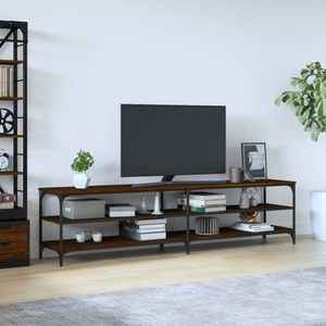 vidaXL, vidaXL TV-Schrank Braun Eiche 200x30x50 cm Holzwerkstoff und Metall, vidaXL TV-Schrank Braun Eiche 200x30x50 cm Holzwerkstoff und Metall