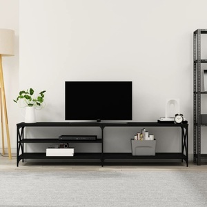 vidaXL, vidaXL TV-Schrank Schwarz 200x40x50 cm Holzwerkstoff und Metall, vidaXL TV-Schrank Schwarz 200x40x50 cm Holzwerkstoff und Metall