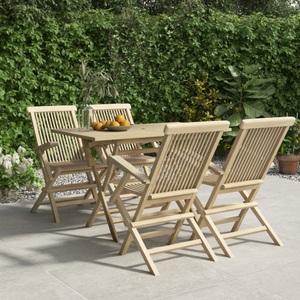vidaXL, vidaXL 5-tlg. Garten-Essgruppe Grau Massivholz Teak, 