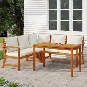 vidaXL, vidaXL 4-tlg. Garten-Essgruppe mit Kissen Massivholz Akazie, vidaXL 4-tlg. Garten-Essgruppe mit Kissen Massivholz Akazie