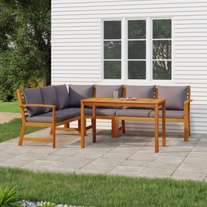 vidaXL, vidaXL 5-tlg. Garten-Essgruppe mit Kissen Massivholz Akazie, 